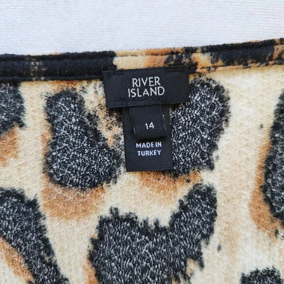 River Island Leopard Print V-Neck Long Sleeve Babydoll Dress Flowy Sexy Size 10 - Picture 5 of 7